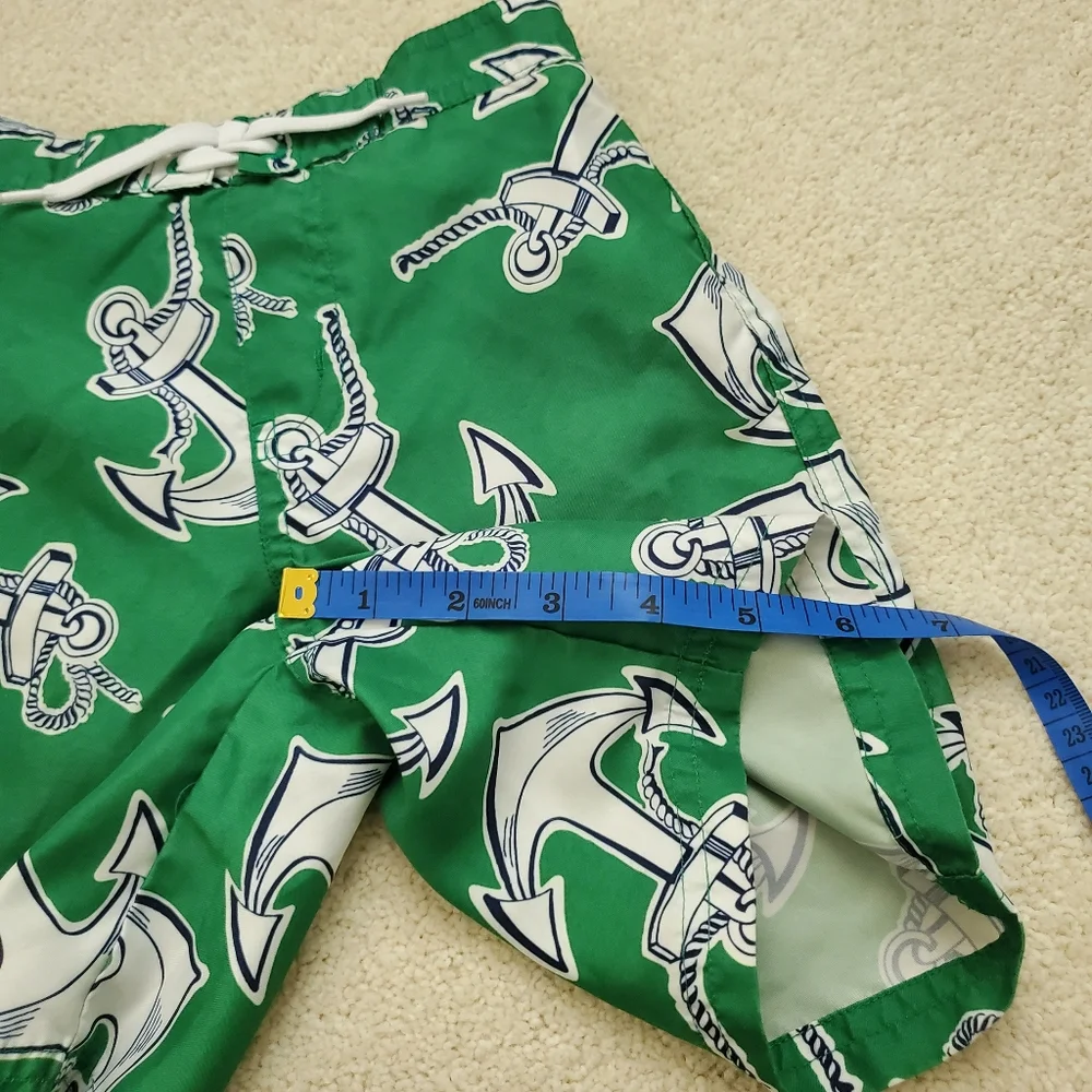 Janie and Jack Boys Swim Trunks Green Anchor Print sz18-24m